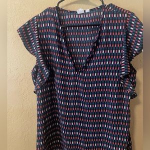 Gap Printed Ruffle Sleeve Top
